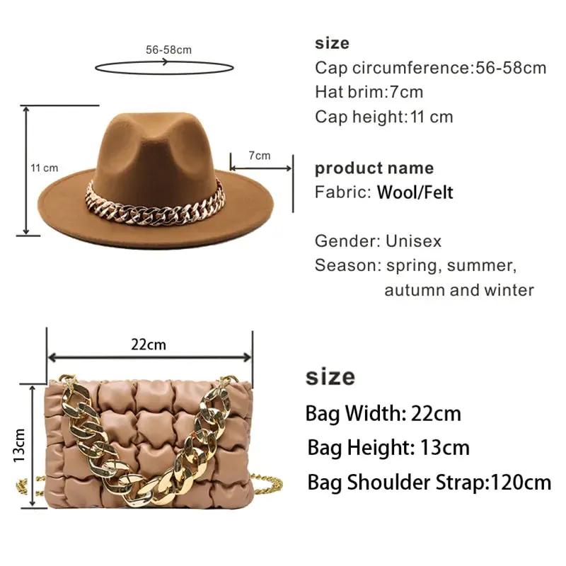 Women's Gold Chain Fedora Hat