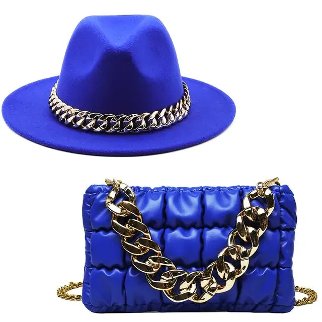 Women's Gold Chain Fedora Hat